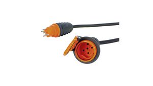 Extension Cable IP55 Rubber CH Type J (T15) Plug - CH Type J (T15) Socket 5m Black